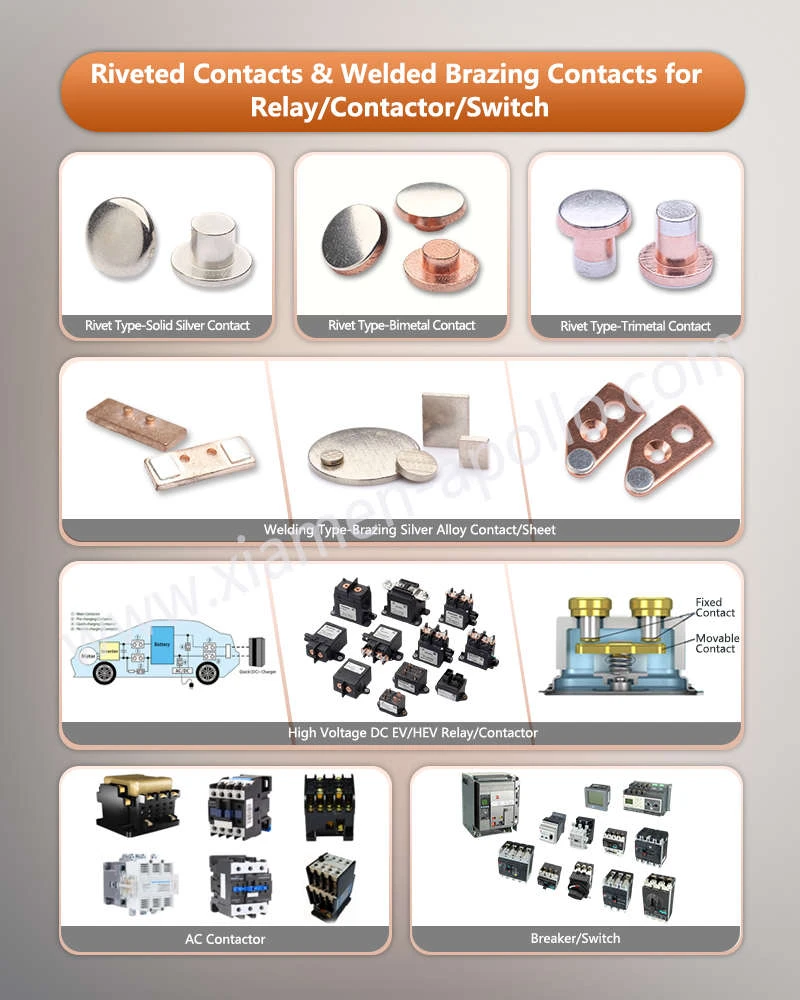 Silver Contact Brazed Assemblies for Relay/Contactor/Switch Silver Contact Brazed Assemblies for Relay/Contactor/Switch